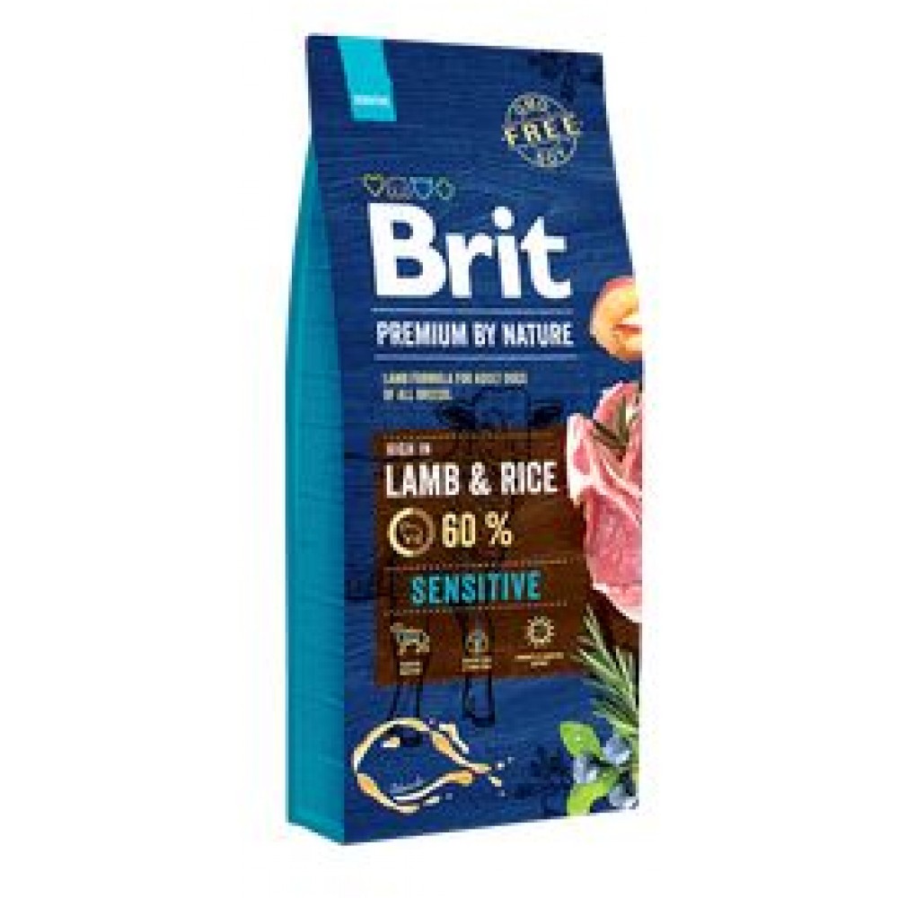 Корм сухой Brit Premium by Nature Sensitive Lamb для собак всех пород с чувствительным пищеварением, с ягненком и рисом 15 кг