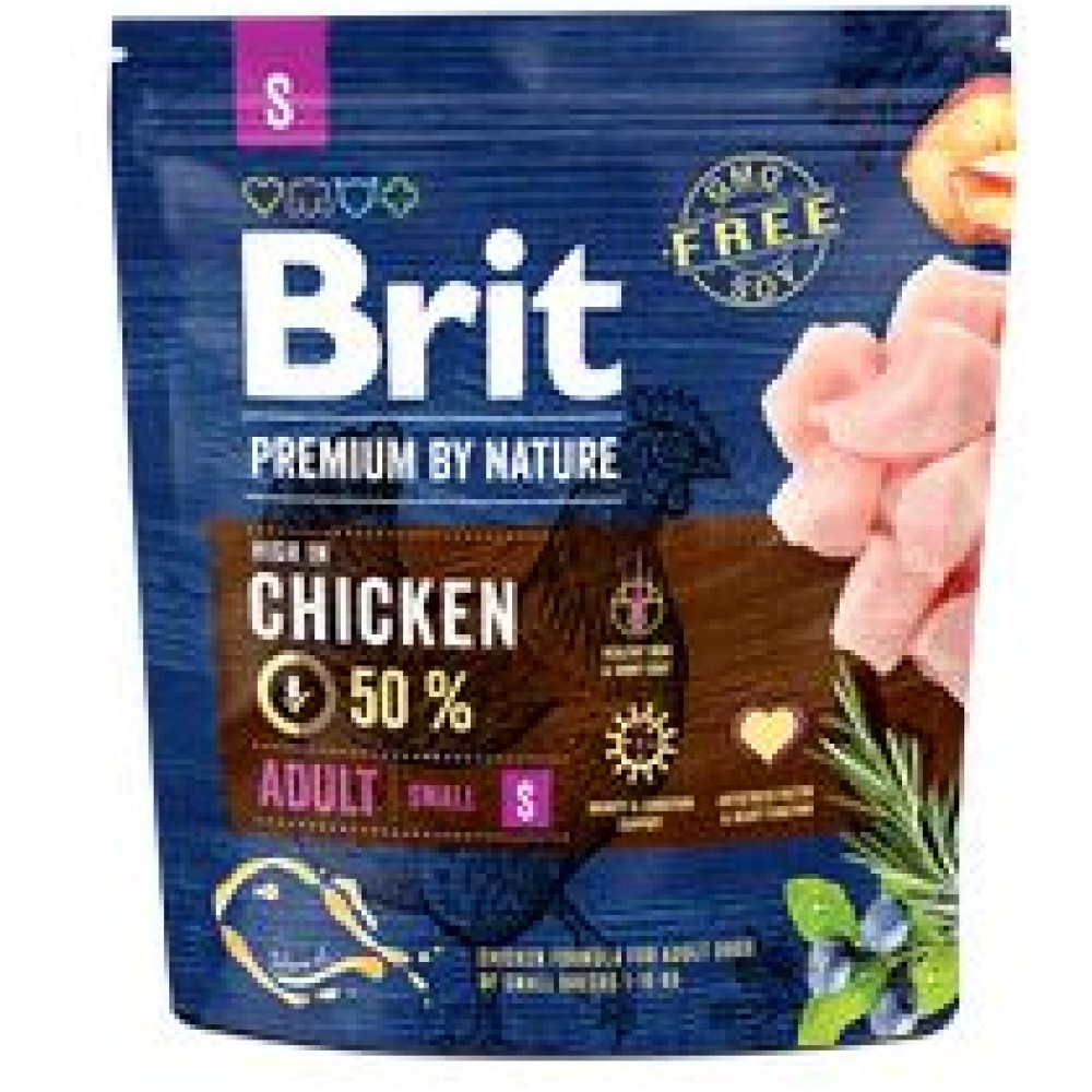 Корм сухой Brit Premium by Nature Adult S, для взрослых собак мелких пород, 1 кг