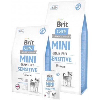 Корм сухой беззерновой Brit Care "Mini Sensitive Grain Free" для взрослых собак мини-пород, с чувствительным пищеварением, 400 г