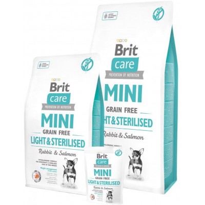 Корм сухой беззерновой Brit Care "Mini Light & Sterilised" для взрослых собак мини-пород с избыточным весом или стерилизованных, 7 кг