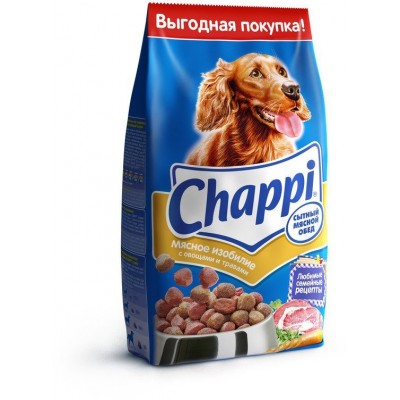 Chappi  Сухой корм для собак мясное изобилие сытный мясной обед с овощами и травами 15 кг.