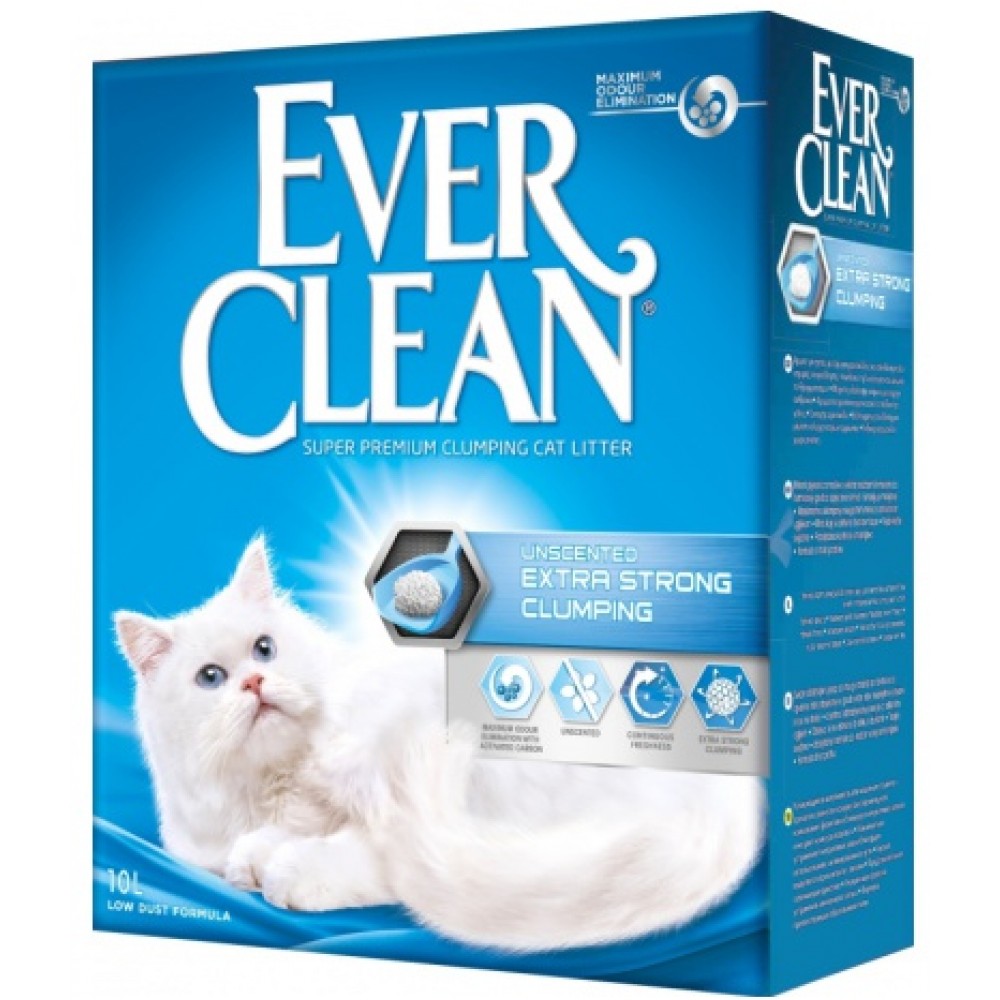 Ever Clean Extra Strong Clumping Unscented Наполнитель комкующийся глиняный без ароматизатора для чувствительных кошек, 10 л.