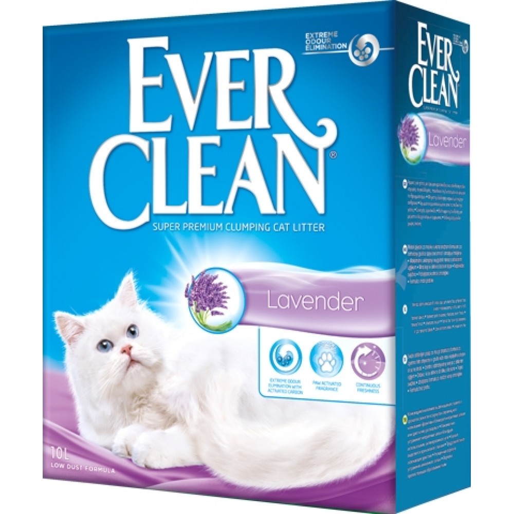 Ever Clean Lavender Наполнитель комкующийся глиняный для кошек с ароматом лаванды, 10л.