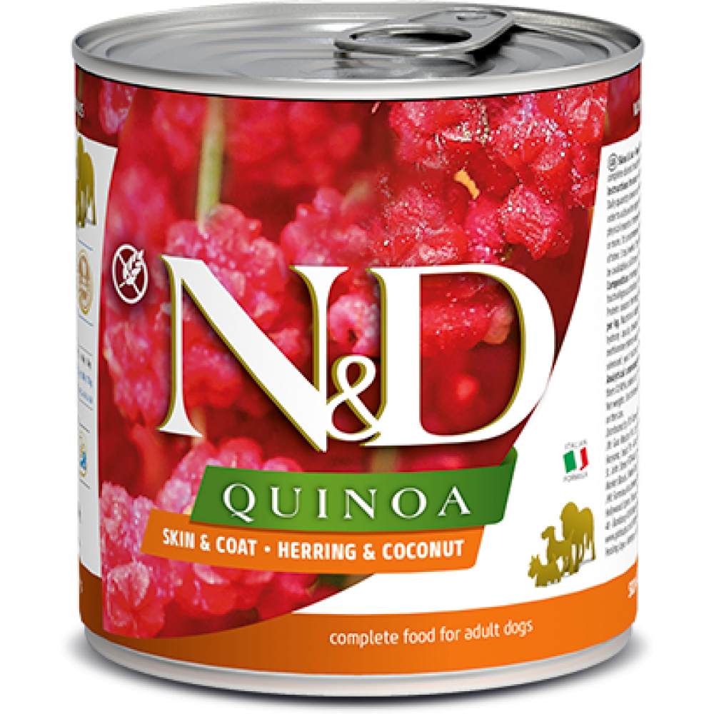 Farmina N&D QUINOA SKIN AND COAT Консервы для собак, для снижения пищевой непереносимости, сельдь и кокос, 285гр.