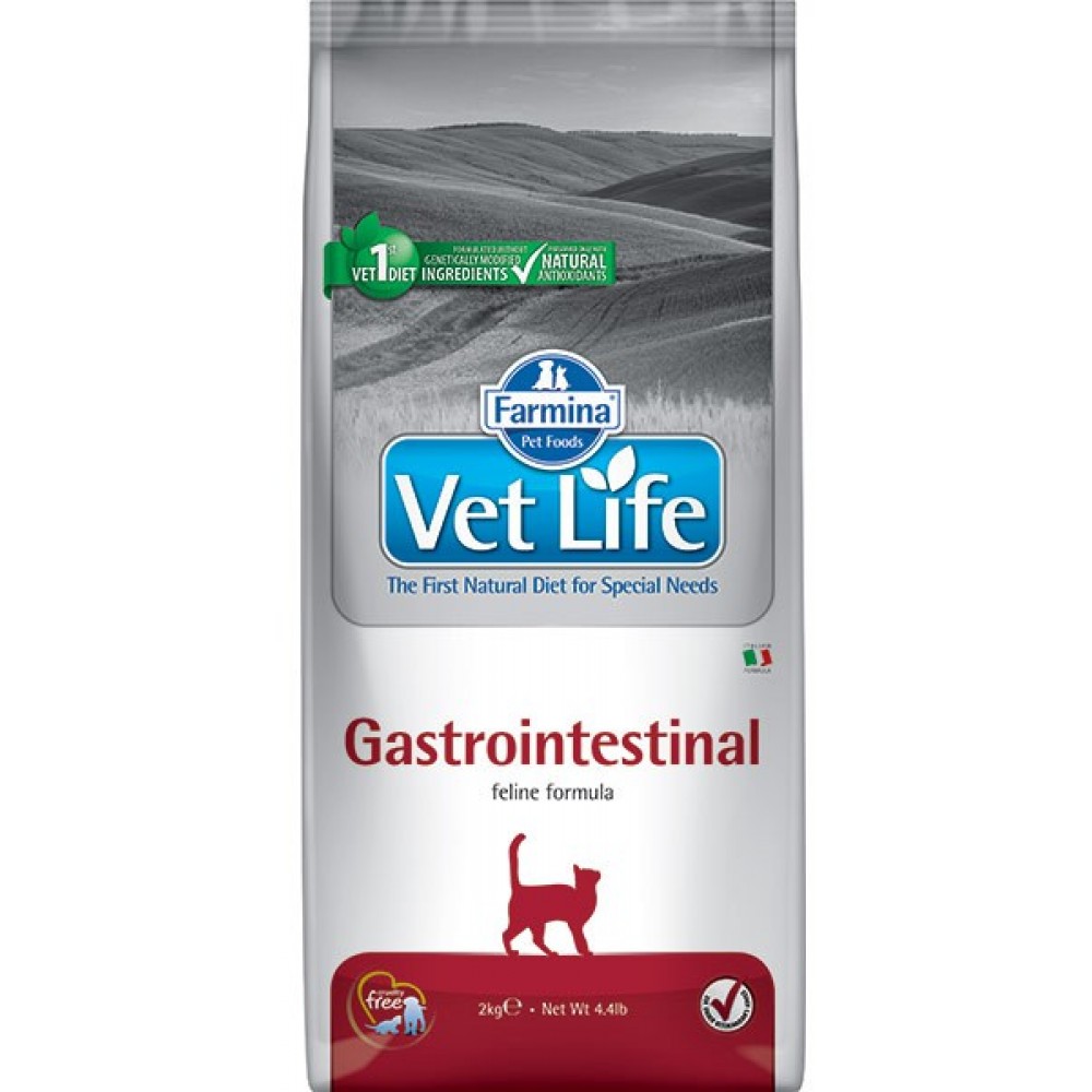 Farmina Vet Life Cat Gastrointestinal Корм для кошек с нарушениями процессов переваривания и всасывания в кишечнике 2кг.