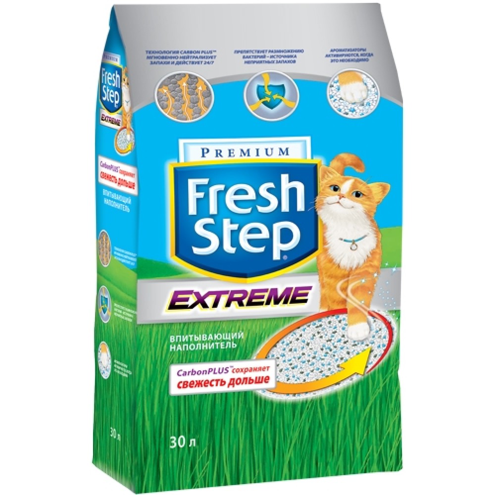 Fresh Step Premium Extreme Наполнитель впитывающий глинянный тройной контроль запахов (30л./15.8кг.)