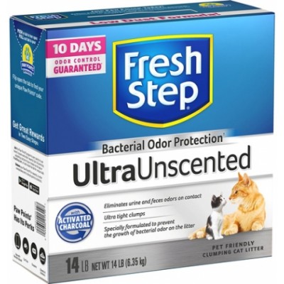Fresh Step Ultra Unscented Наполнитель комкующийся глиняный для кошек со специальной формулой предотвращения роста и размножения бактерий, 6.35кг.
