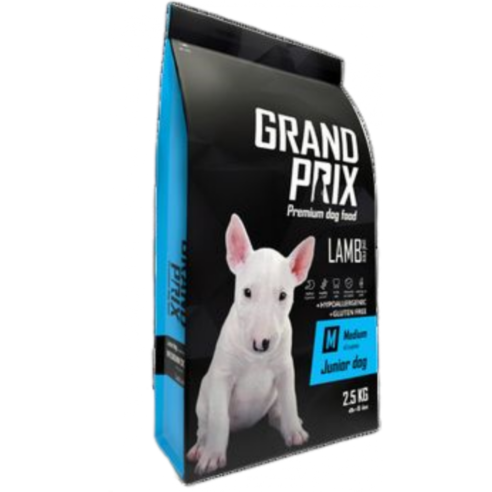 Сухой корм для щенков собак средних пород GRAND PRIX Medium Junior, ягненок, 2.5кг