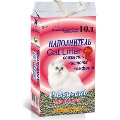 Pussy-Cat Наполнитель впитывающий древесный для кошек (10л./5кг.)