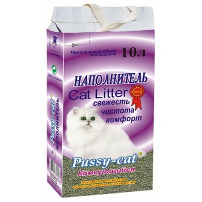 Наполнитель Pussy-Cat комкующийся глиняный для кошек, 10 л.
